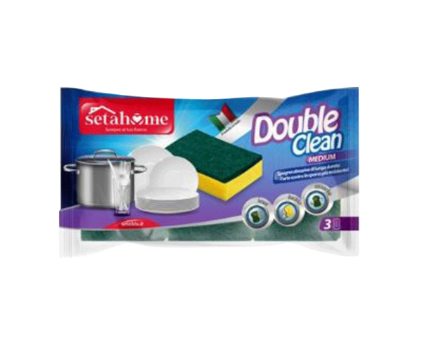 SETABLU SPUGNA DOUBLE CLEAN MEDIUM 3 PEZZI