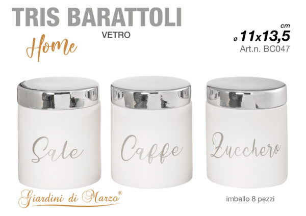 BARATTOLI VETRO BCO C/C.SIL.X3