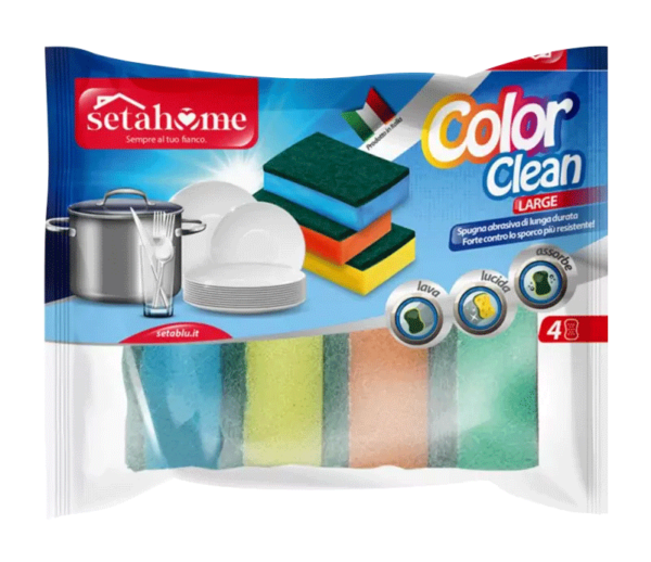 SETABLU SPUGNA CASA COLOUR CLEAN 4 PEZZI